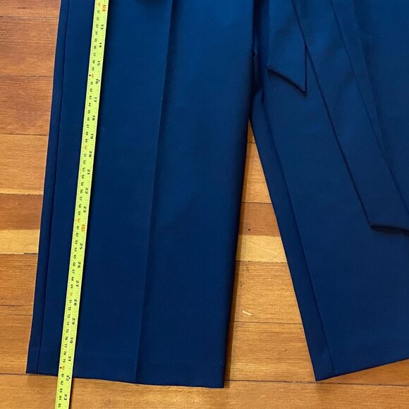 Navy Blue Crop-length Belted Wide Leg Jumpsuit - Picture 8 of 8